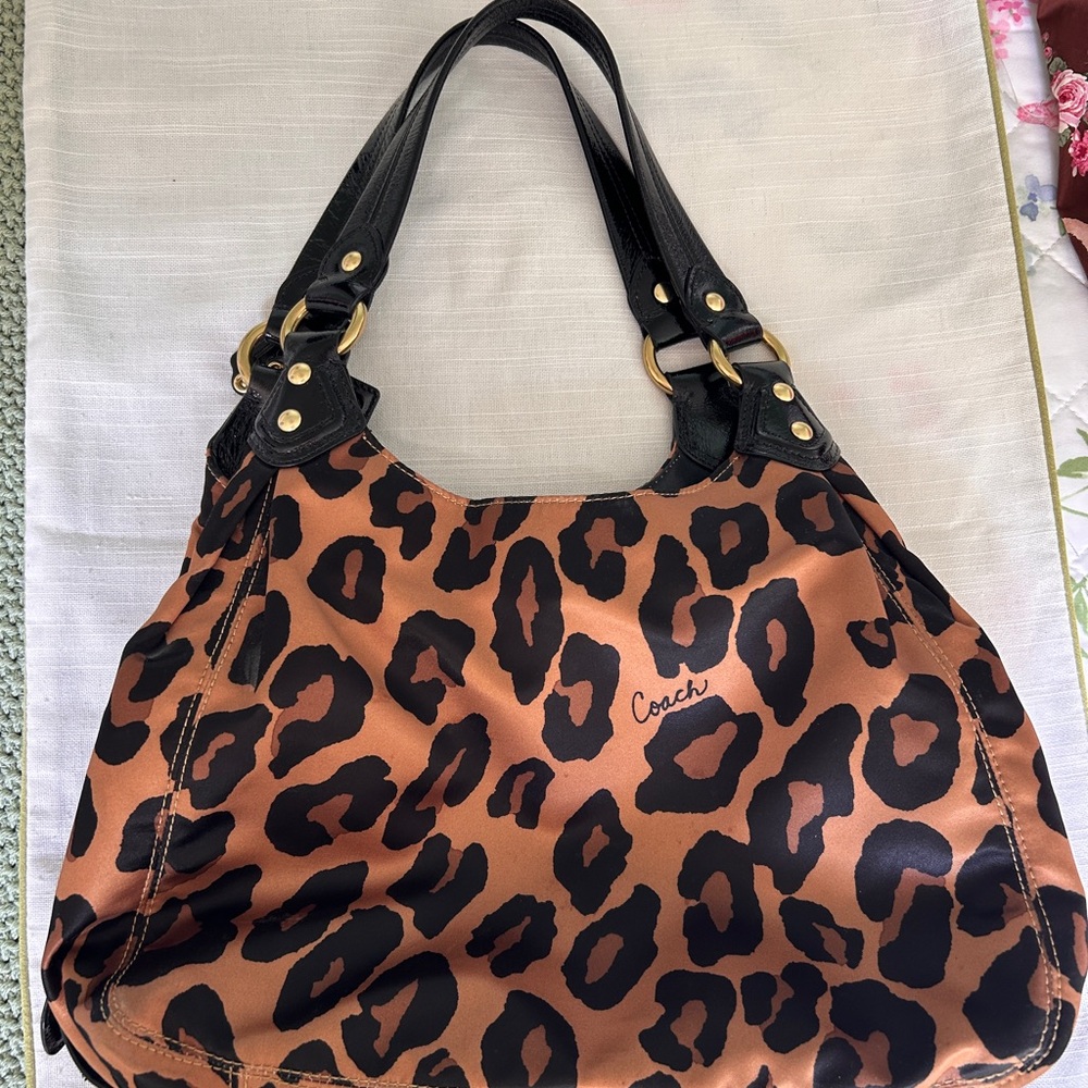 RARE FIND - Coach Madison Ocelot Leopard-Print Shoulder Bag in Brown and Black - Picture 3 of 16